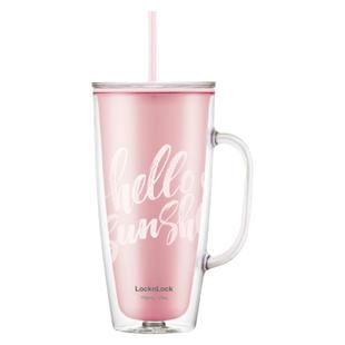 乐扣乐扣吸管杯大容量水杯大人塑料带盖手柄杯子成人办公室女生