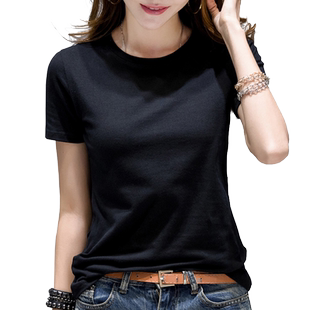 短袖2026新款纯白色t恤女装夏季修身黑色打底衫百搭韩范上衣体恤
