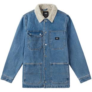 Vans范斯官方 男女情侣纯棉夹克灰蓝色仿羊羔绒牛仔外套