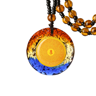 50条装包邮琉璃圆形楞严咒吊坠挂件大悲咒结缘男女项链可定制图案