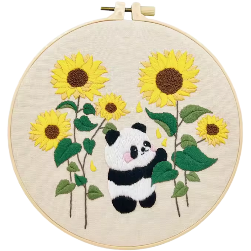 指间非遗鲁绣大熊猫刺绣diy手工绣花材料包国风绣品立体花束布艺