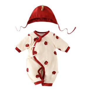 新生婴儿连体衣80g夹棉秋冬宝宝衣服保暖棉服新生儿哈衣爬服