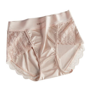 法式奢华缎面内裤女性感蕾丝中腰紫杉醇抗菌档透气冰丝无痕薄款