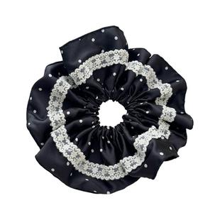 法式蕾丝花边波点大肠发圈女高级感扎头发橡皮筋头绳超大头花发绳