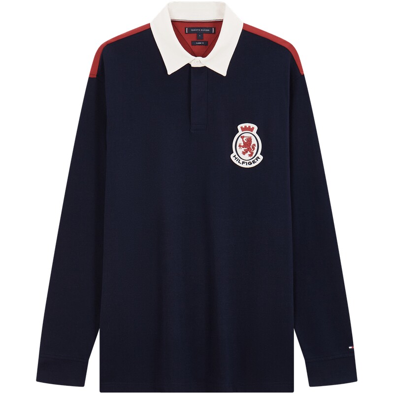 Tommy男装纯棉刺绣撞色宽松POLO