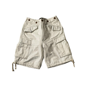 咔叽复古重磅防撕裂斜纹纯棉军事大兜工装风琴袋六分短裤RRL风格