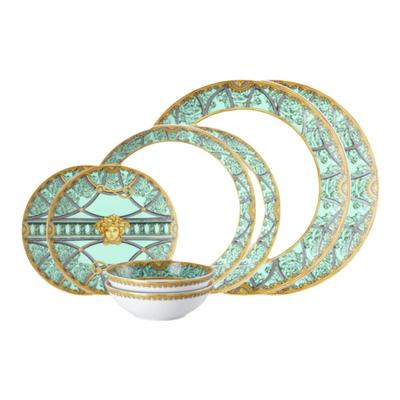 范思哲Rosenthal meets Versace正品陶瓷Scala绿色2人份餐具套装