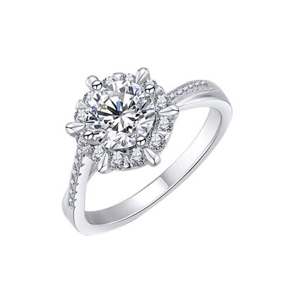 莫桑石钻戒纯银情侣对戒1克拉