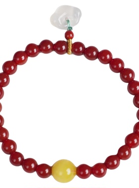 招财天然南红单圈手串6mm瓦西柿子红南红手链女款红色本命年