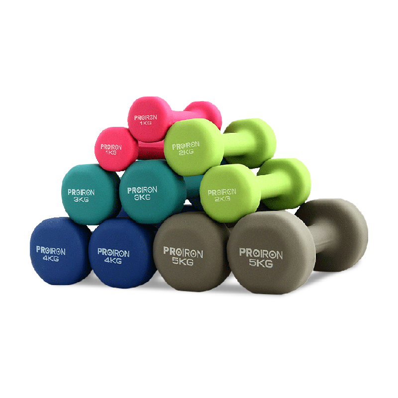 PROIRON普力艾浸塑铸铁哑铃1LB-10KG男女健身家用器材