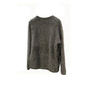 100%山羊绒卷边领宽松套头毛衣 ins风轻奢极简加密加厚拉绒羊绒衫