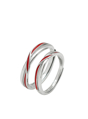 小众设计原创红线纯银情侣对戒