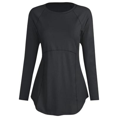 大码瑜伽服遮臀显瘦上衣跳操跑步健身长袖女透气运动速干T恤