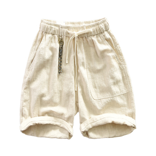棉麻透气休闲五分裤男宽松大码潮牌工装短裤夏季薄款舒爽直筒中裤