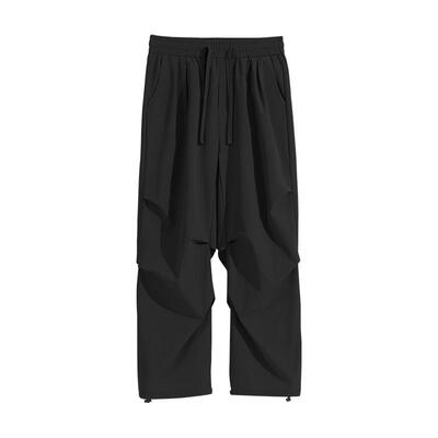 唐狮褶皱冲锋裤男秋季宽松直筒