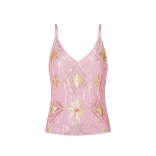 性感纯欲风钉珠短款显瘦吊带背心Sequin Beaded V Neck Cami Top