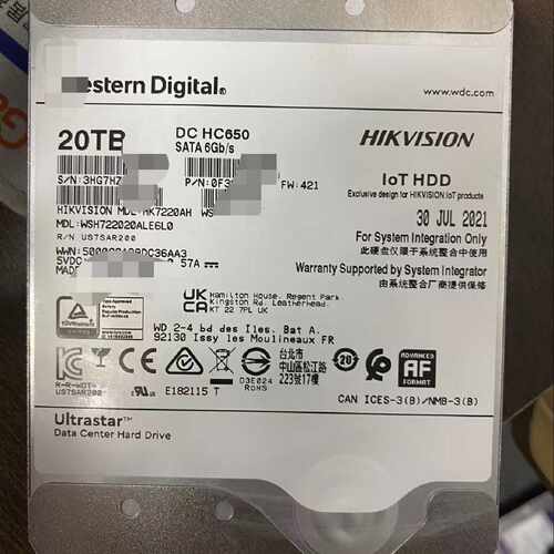 威视20TB LOT硬盘，型号HK7220AH议价