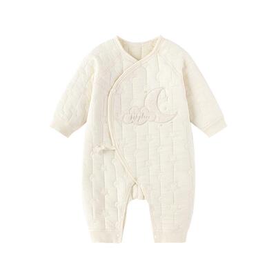 babylove新生儿连体衣春秋薄夹棉哈衣宝宝纯色和尚服星月婴儿衣服