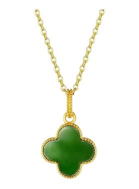 翠绿四叶草项链轻奢百搭高级感吊坠女时尚气质锁骨链个性设计颈链