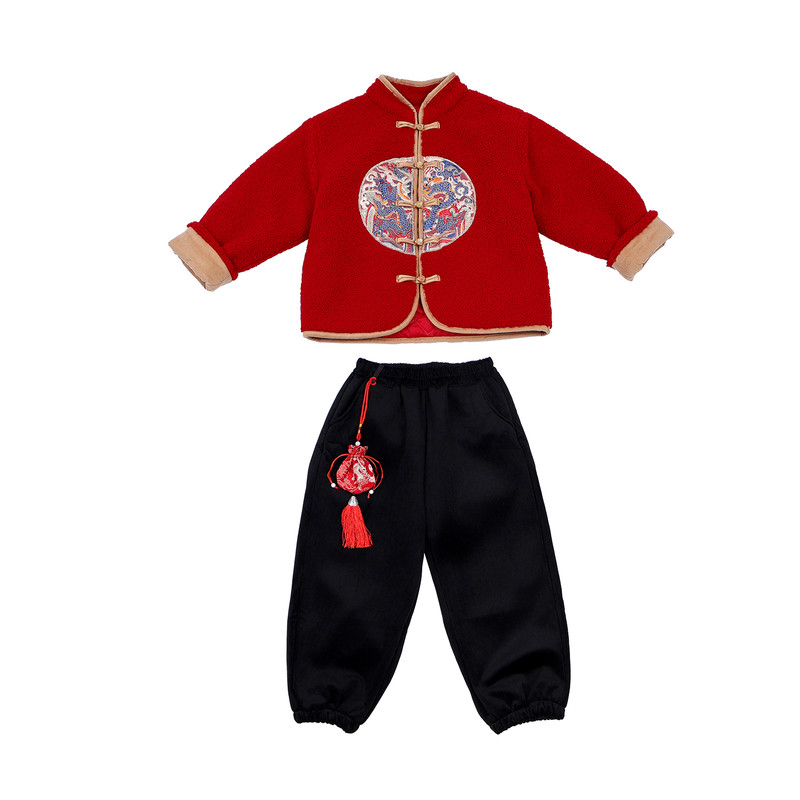 儿童新中式唐装表演服加绒加厚
