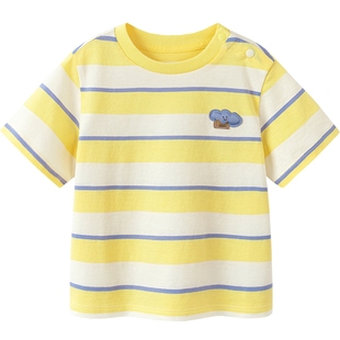 【纯棉条纹T恤】迷你巴拉巴拉男女童短袖T恤宝宝撞色条纹婴儿夏装