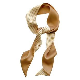 黄色系波点格纹双面发带丝巾小长条女薄款围巾飘带绑包包职业领巾