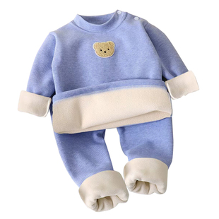 婴儿保暖内衣套装男宝宝加绒男童秋衣秋裤A类女童保暖衣儿童保温