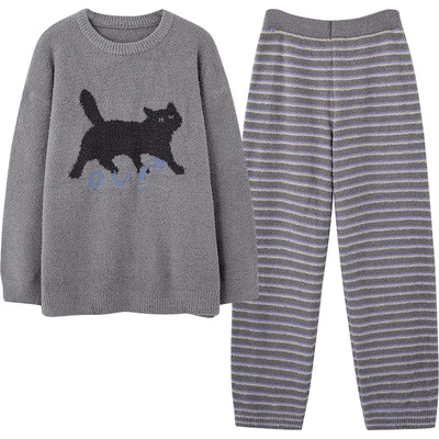 马克公主半边绒睡衣男款秋冬日系