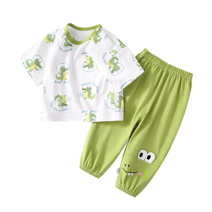 宝宝短袖长裤套装男童夏季薄款纯棉女婴儿衣服半袖儿童装夏日t恤