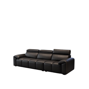 现代轻奢高靠背可调节真皮沙发意式极简大象耳朵直排沙发头层牛皮