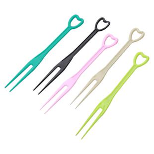 3000只透明水果叉两齿叉水果塑料小叉子一次性心形叉水晶蛋糕叉