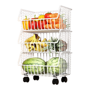 菜篮子置物架分层蔬菜收纳架果蔬菜筐落地放菜架子玩具杂物置物篮