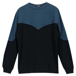 韩版全棉宽松外套秋衣外穿大码拼接灰色圆领纯棉卫衣横行道新款女