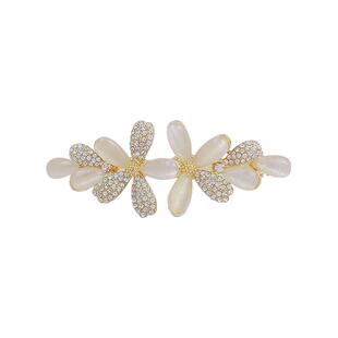 发夹女2025年发卡新款高端顶夹头饰花朵一字夹半扎发后脑勺弹簧夹