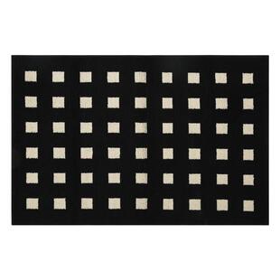 法式奶油风高级感地毯黑白格子入户门光脚垫卧室书房编织圈绒地垫