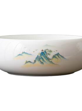 恬静生活千里江山羊脂玉茶洗