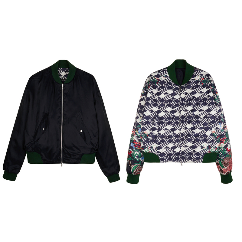 速写outlets奥莱男装春秋折扣新款棉衣宽松复古棒球领两面穿印花