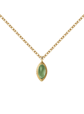 KNA珂娜龙鳞水橄榄绿纯银项链