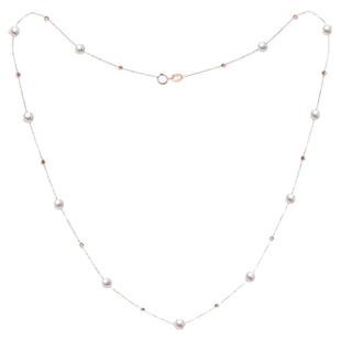 GiO珠宝 Akoya珍珠项链女满天星叠戴锁骨链18K金小珍珠年轻款高级