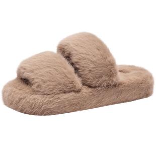 热风毛毛拖鞋女2024年冬季新款毛绒休闲平底家居拖室内舒适女鞋子