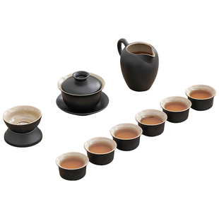 榜盛黑陶主人杯单杯陶瓷盖碗泡茶壶茶漏公道杯功夫茶具配件单品