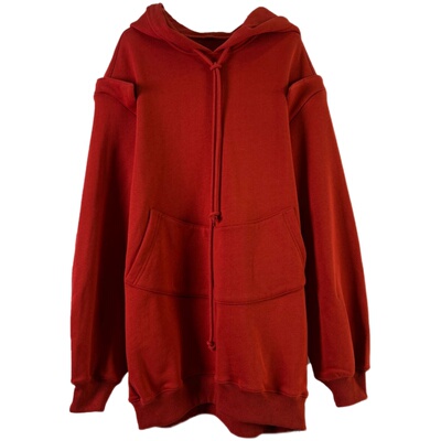 MQ套头卫衣宽松开叉长袖纯棉