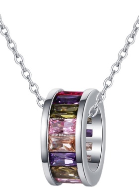 莫桑石项链女仿真方形镀白金礼物