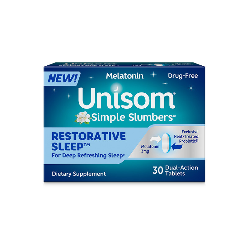 unisom褪黑素益生菌深度睡眠片安瓶大人调理肠道非GABA退黑素软糖