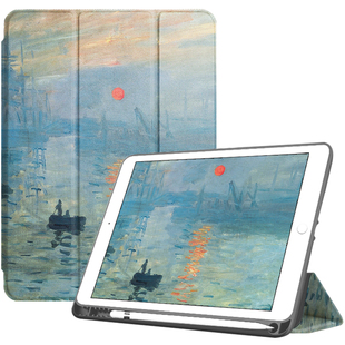 iPad2022保护套2021新款ipad9壳Pro11寸10带笔槽Air4适用苹果2020平板2018硅胶3防摔第8代九7油画mini5三折12