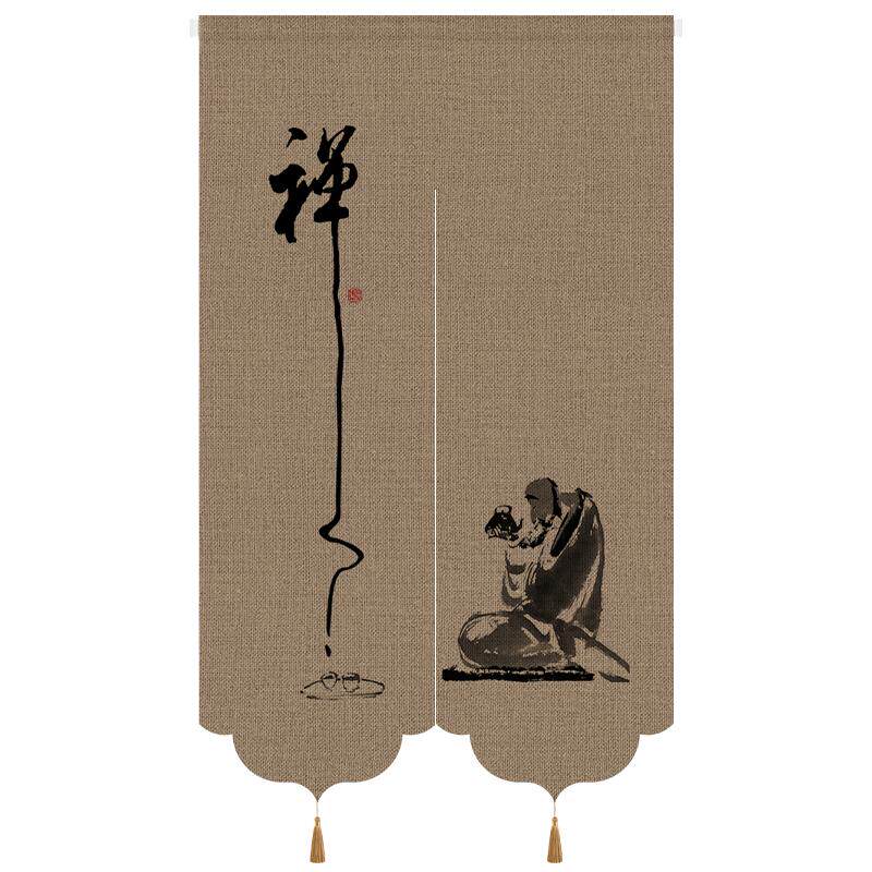 中式古风免打孔隔断遮挡门帘