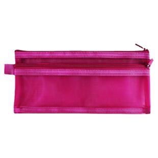 学生用笔袋双层网纱透明票据袋尼龙两层拉链袋简约文具收纳袋定制