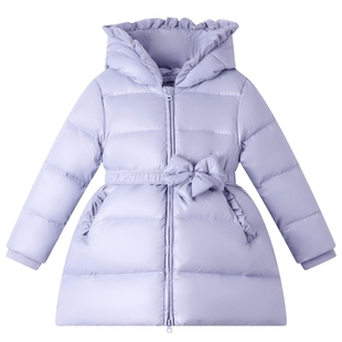 安奈儿童装女童中长款羽绒服冬甜美保暖防风弹力收腰