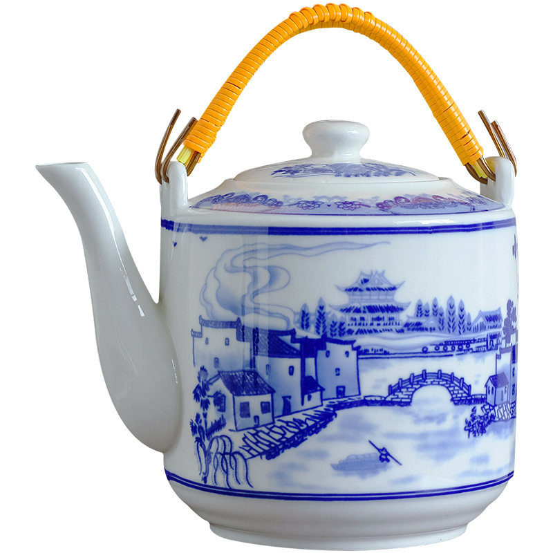 景德镇陶瓷茶壶大号耐高温提梁凉茶壶过滤大容量家用凉茶水壶套装
