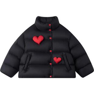 MUCMUKN童装 冬装保暖高充绒三防安心绒立体爱心羽绒服女童